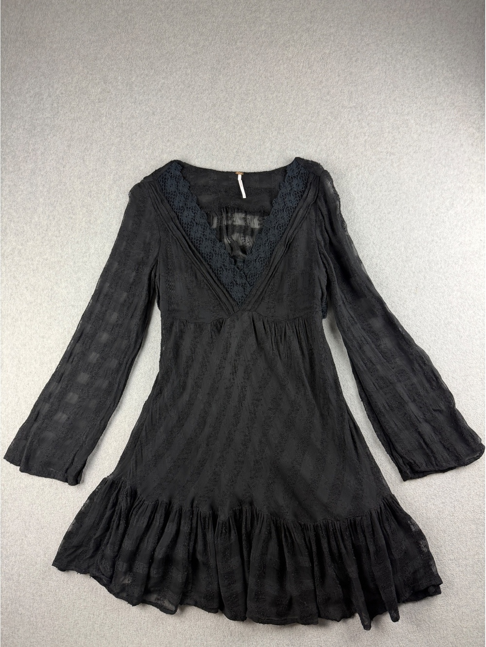 Free People Bohemian Cottagecore Black Gentle Dreamer Dress Size Small